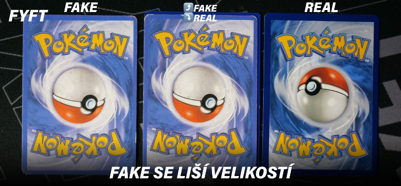 Fake pokémon karta se liší velikostí